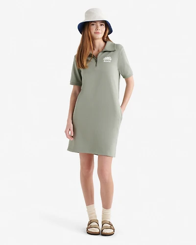 Cooper Terry Short Sleeve Quarter Zip Dress
