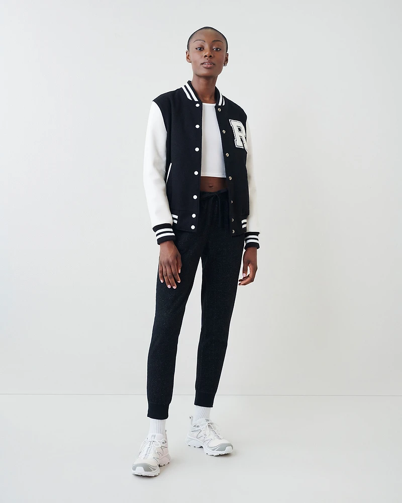 Pantalon original ajusté à cheville côtelée en molleton de coton bio