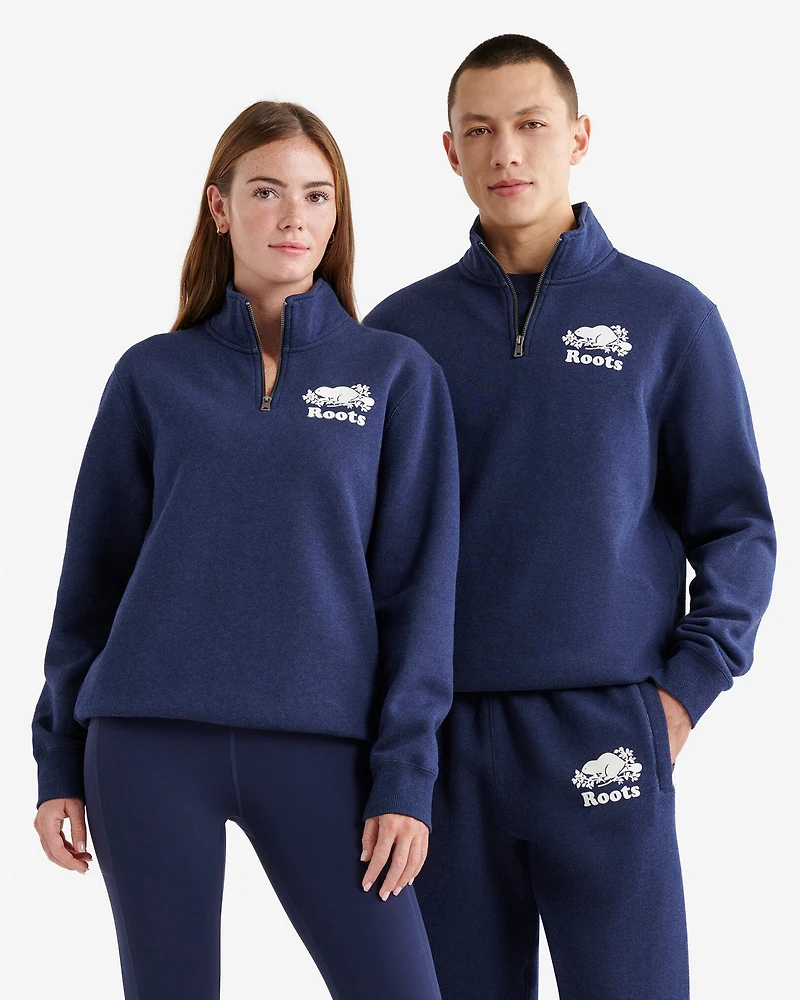 Chandail à glissière un quart original en coton bio