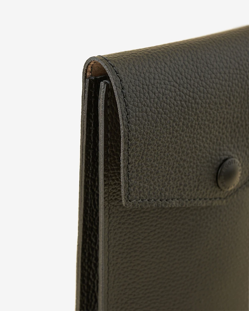 Sac à bandoulière à goussets latéraux en accordéon pour téléphone en cuir Cervino