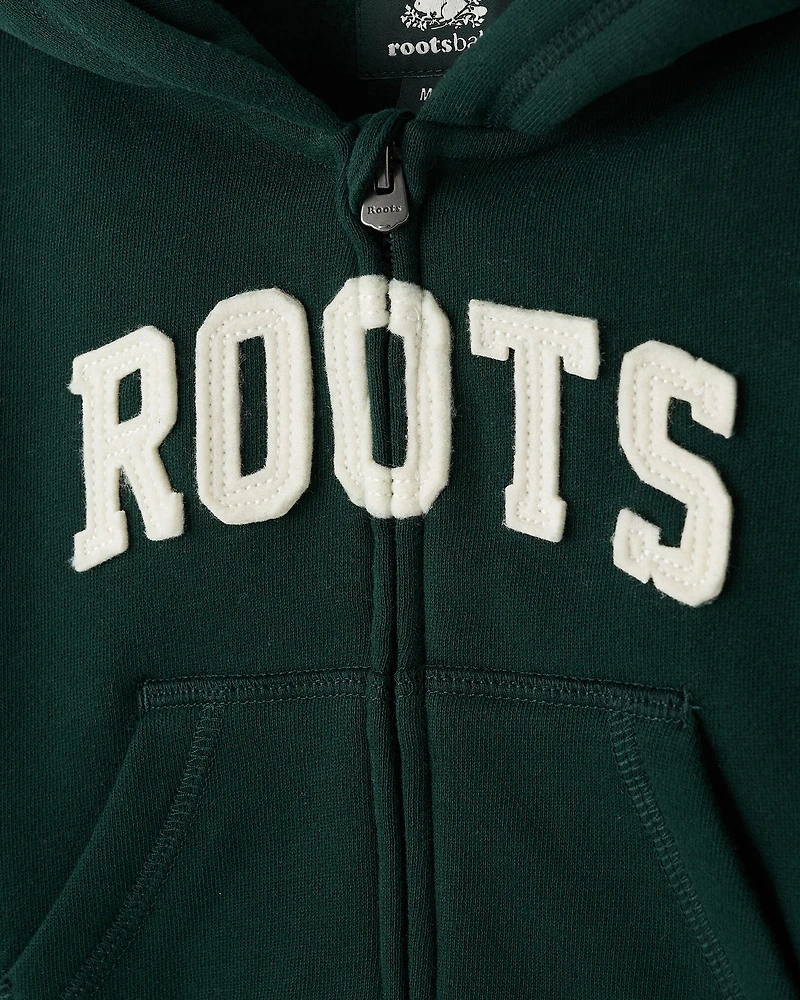 Chandail à capuchon et glissière avec appliqué Roots pour bébés