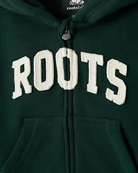 Chandail à capuchon et glissière avec appliqué Roots pour bébés