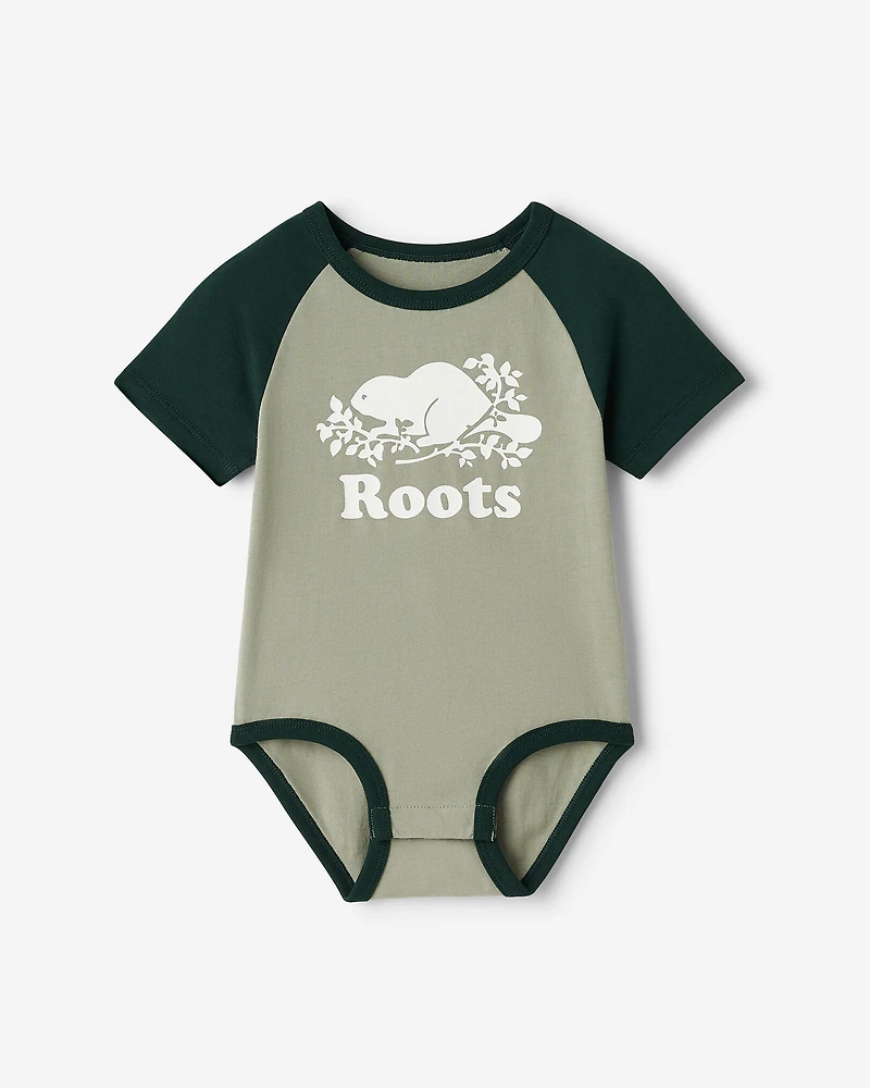 Baby Organic Cooper Baseball Short Sleeve Bodysuit