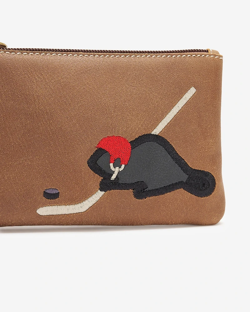 Pochette à glissière Castor hockey en cuir Cervino
