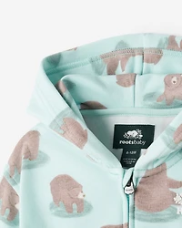 Chandail ourson douillet à capuchon et glissière pour bébés