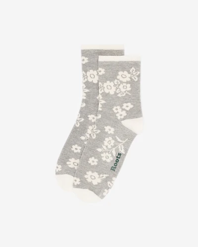 Adult Floral Print Quarter Sock