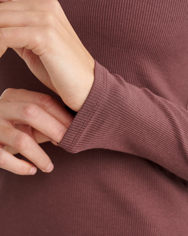 Chandail henley ajusté à manches longues en tissu côtelé Roam