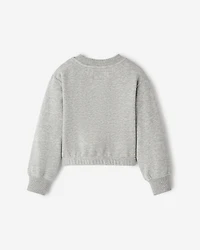 Chandail cintré à col rond en molleton douillet pour toutes-petites