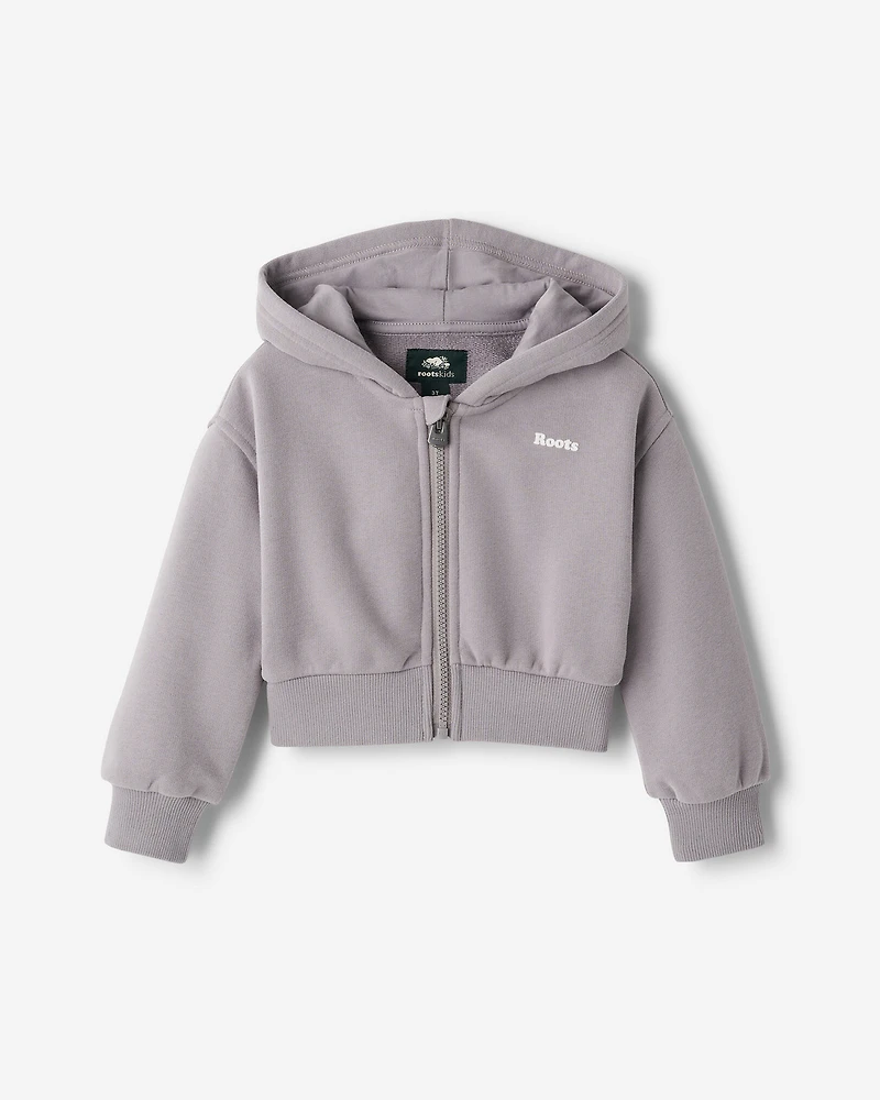 Toddler Girls Summer Cloud Cropped Bubble Full Zip Hoodie