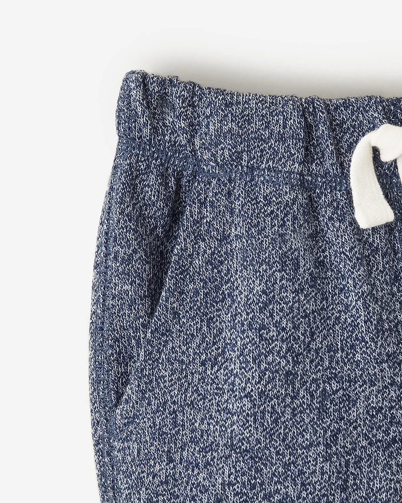 Pantalon ajusté à cheville côtelée en molleton de coton bio pour tout-petits