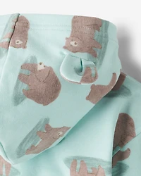 Chandail ourson douillet à capuchon et glissière pour bébés