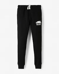 Pantalon ajusté à cheville côtelée en molleton de coton bio pour fille