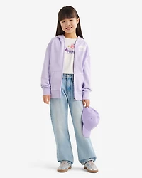 Chandail original à capuchon et glissière en jersey bouclette de coton bio pour enfants