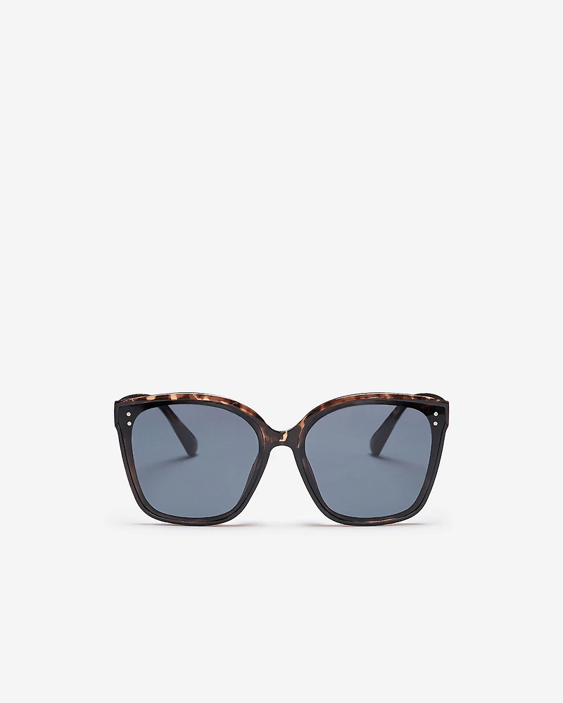 Womens Plastic Oversized Square Tortoise Sunglasses
