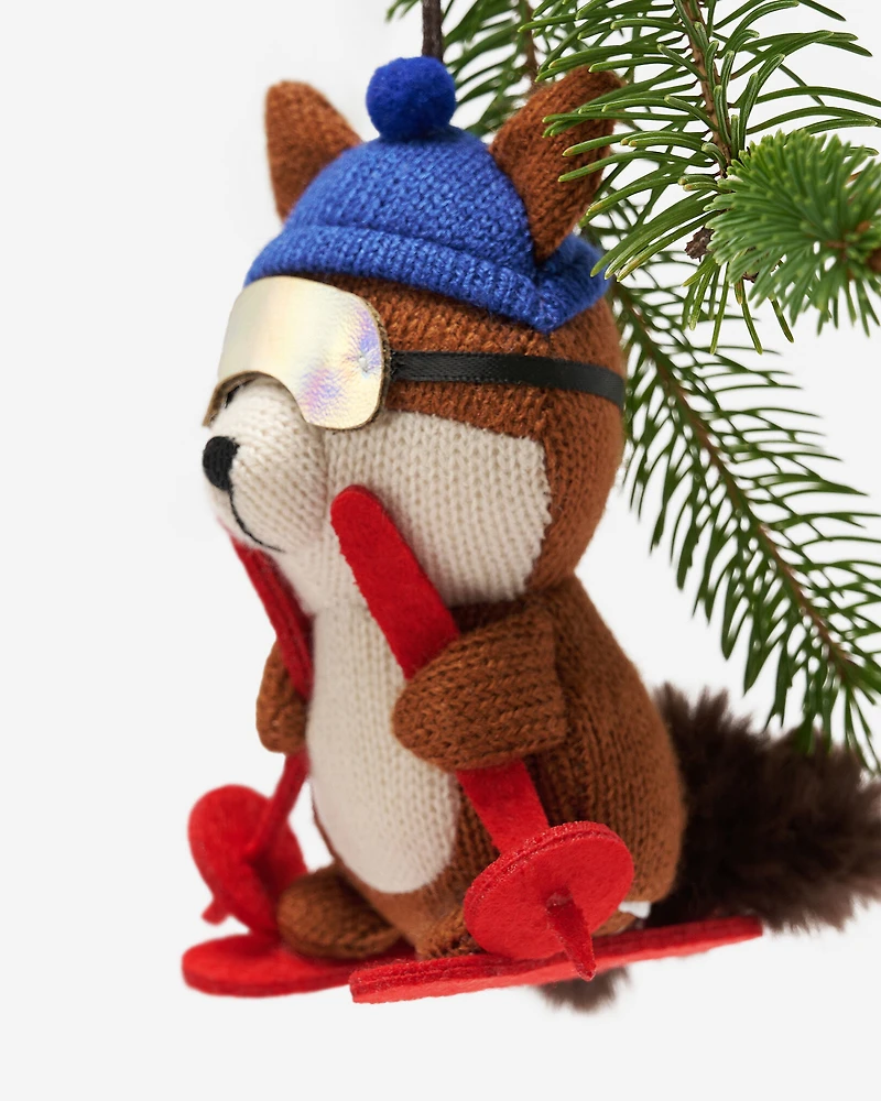 Skiing Squirrel Ornament