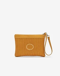 Petite pochette à dragonne en cuir tissé