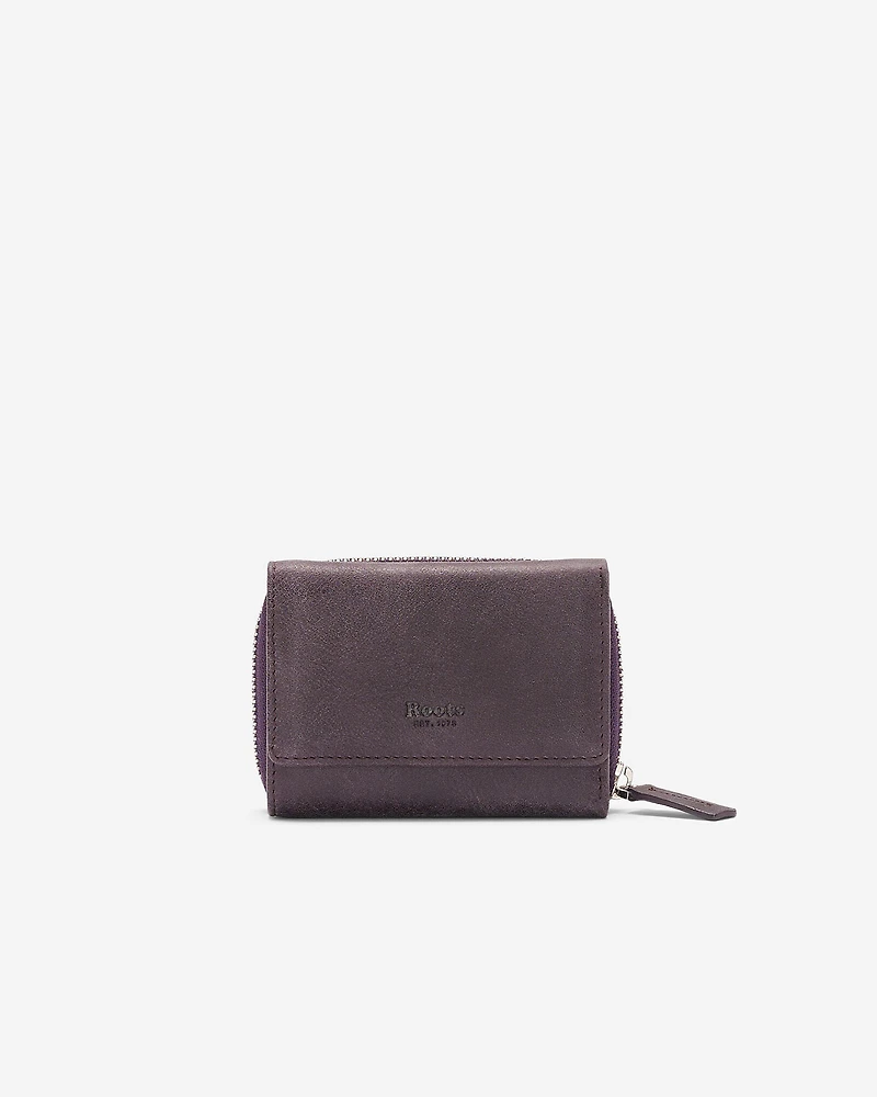 Petite pochette à trois volets en cuir Tribe
