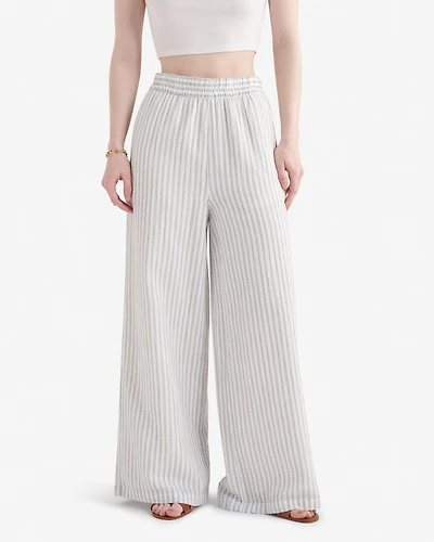 Pantalon à jambe large en gaze de coton motif Isla