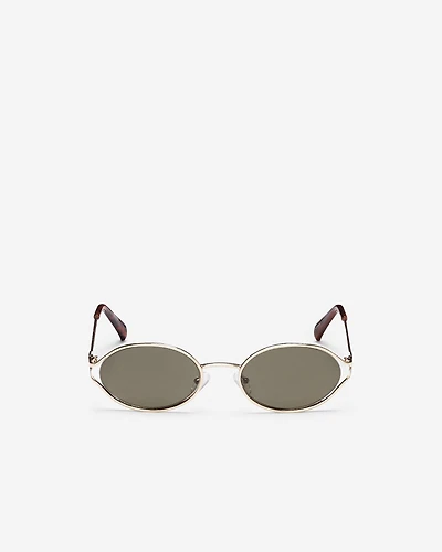 Womens Metal Slim Oval Sunglasses