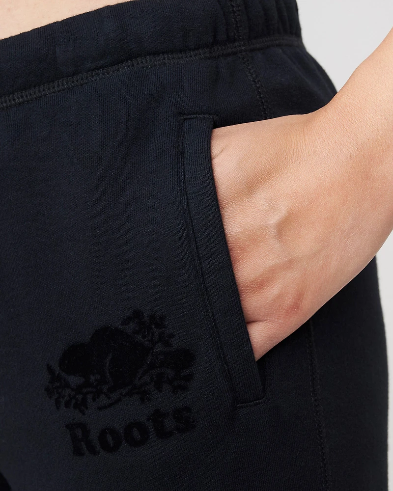 Pantalon court original ajusté à cheville côtelée en molleton de coton bio (entrejambe : 26 po)