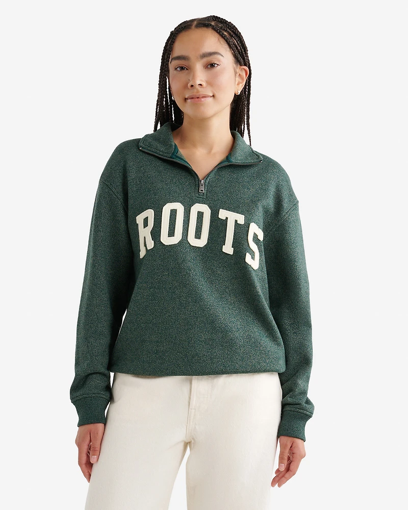 Chandail à glissière un quart avec appliqué Roots