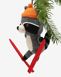 Ski Jumping Racoon Ornament