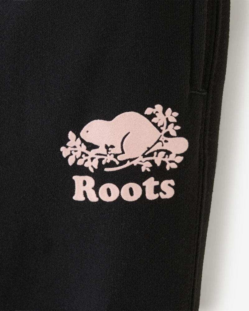 Pantalon ajusté à cheville côtelée en molleton de coton bio pour toutes-petites