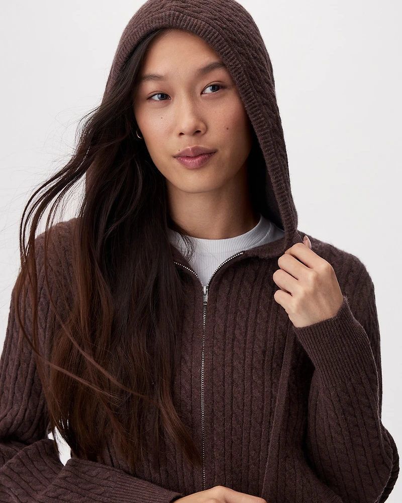 Bowen Cable Knit Full Zip Hoodie
