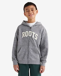 Chandail à capuchon et glissière avec appliqué Roots pour enfants