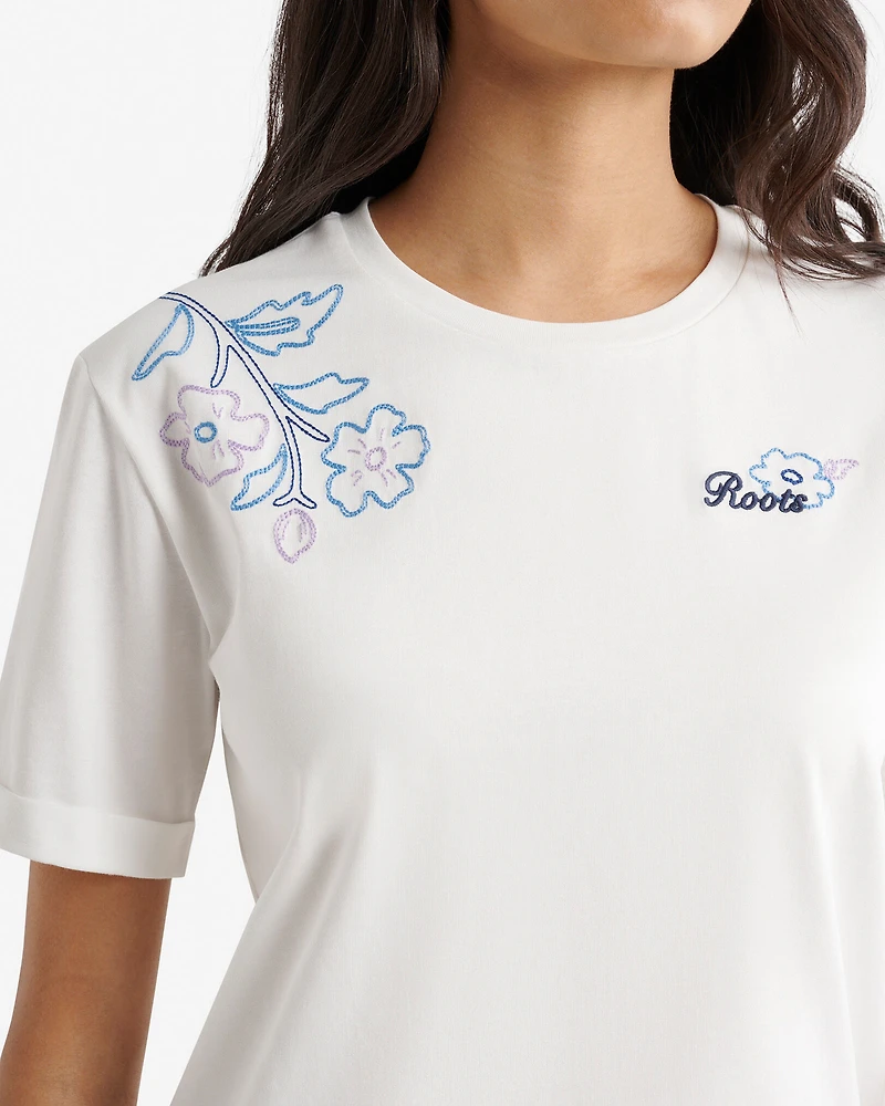 Womens Roots Script Floral T-Shirt
