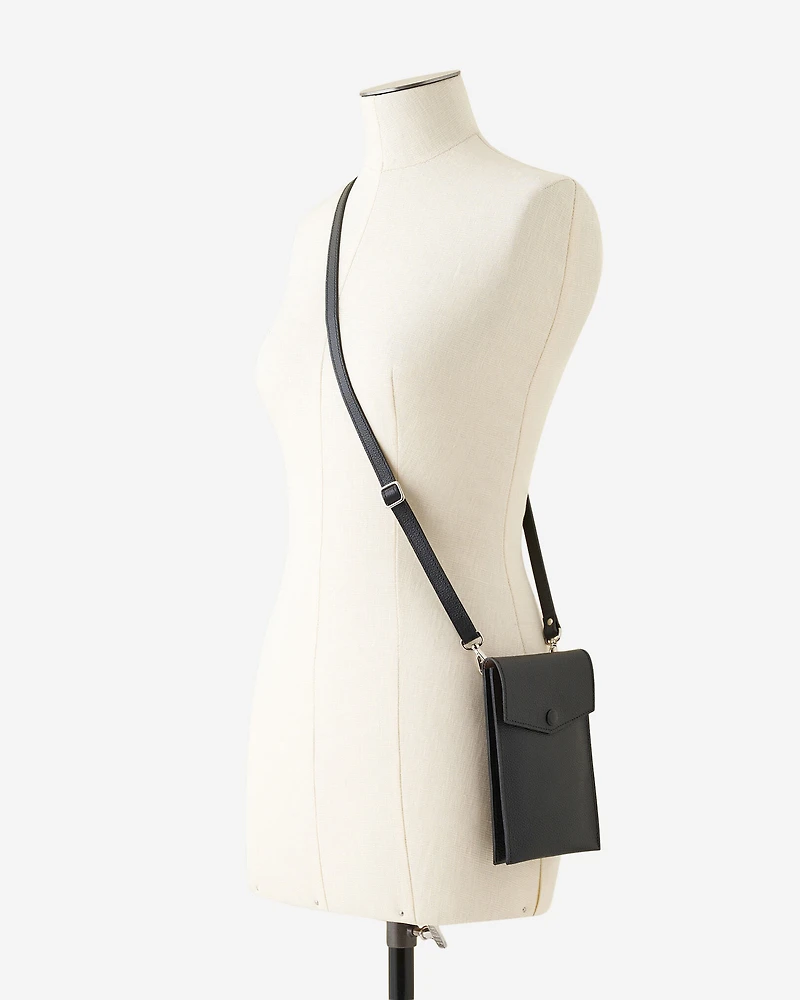 Sac à bandoulière à goussets latéraux en accordéon pour téléphone en cuir Cervino