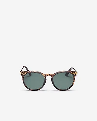 Womens Plastic Round With Metal Temple Arms Sunglasses