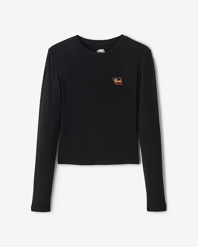 Womens Holiday Fitted Long Sleeve Top