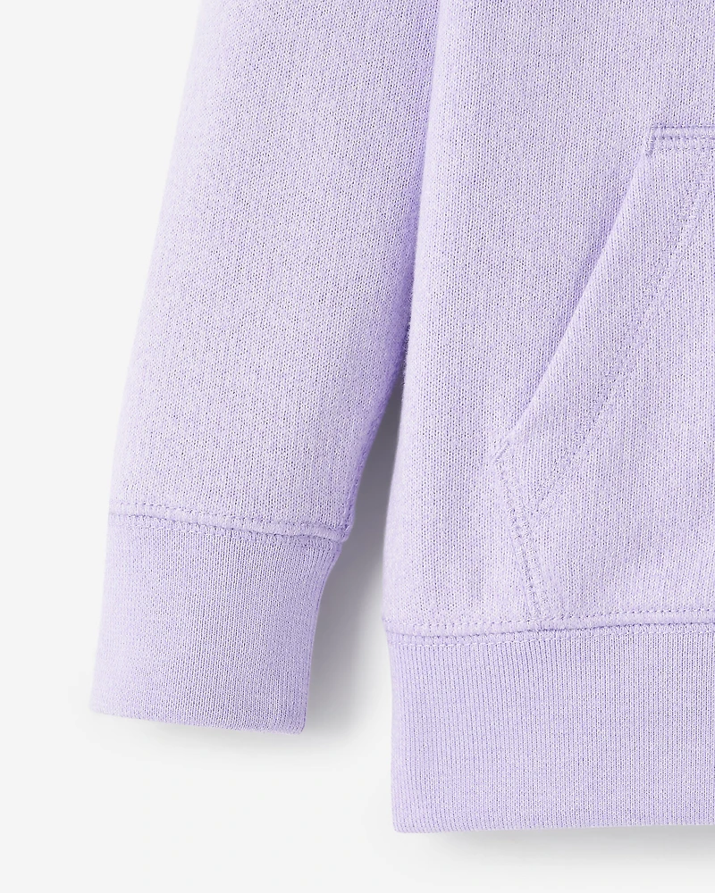 Chandail original à capuchon et glissière en jersey bouclette de coton bio pour tout-petits