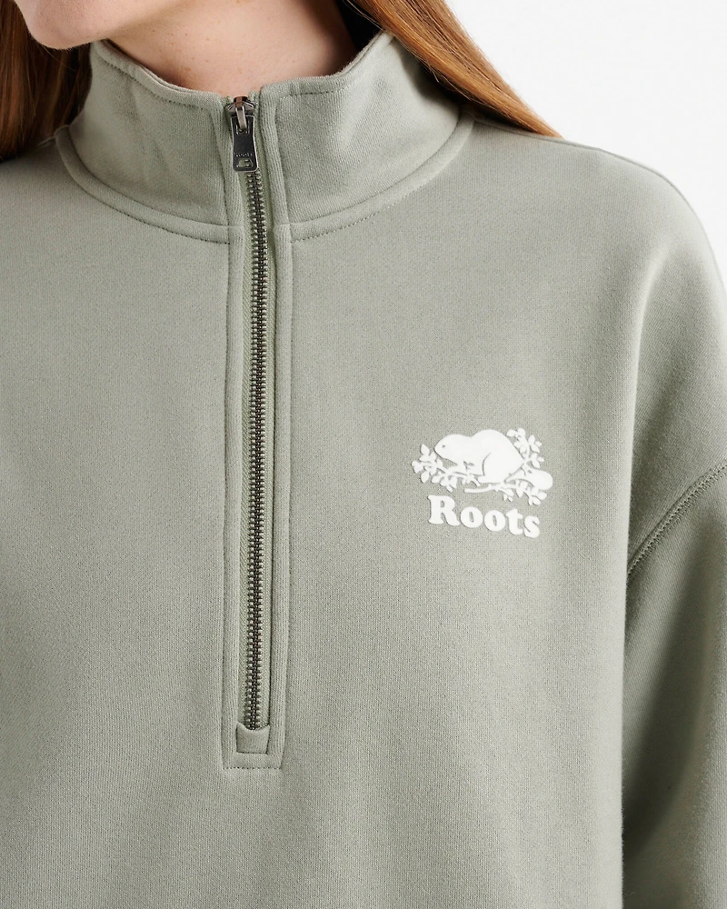 Organic Cooper Relaxed Quarter Zip Stein 