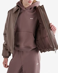 Blouson matelassé en cuir