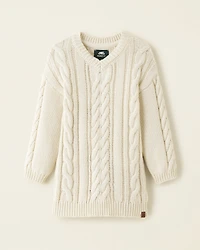 Robe en tricot à col V et torsades pour toutes-petites