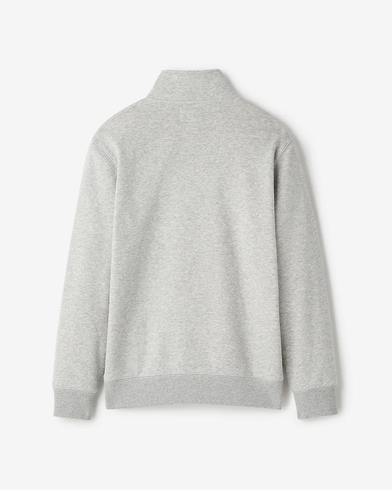 Chandail à glissière un quart original capuchon en jersey bouclette coton bio