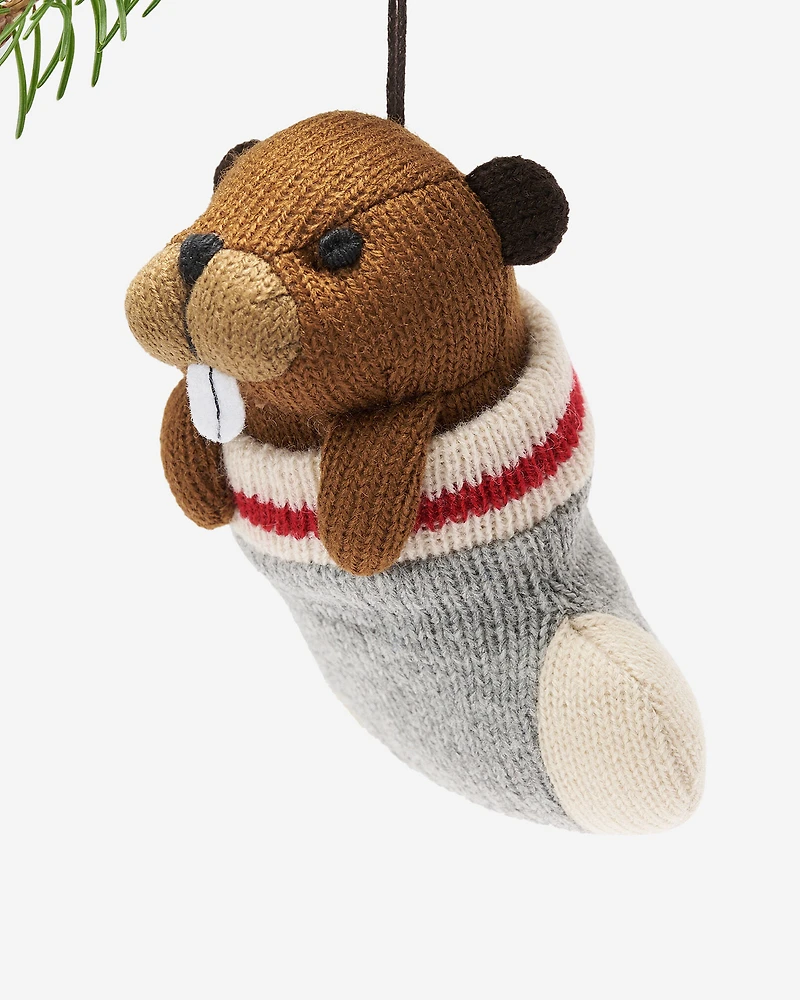 Cabin Stocking Beaver Ornament