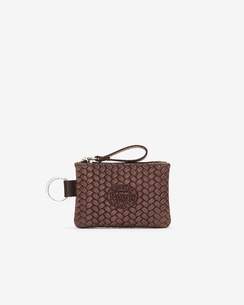 Pochette à glissière en cuir tiss
