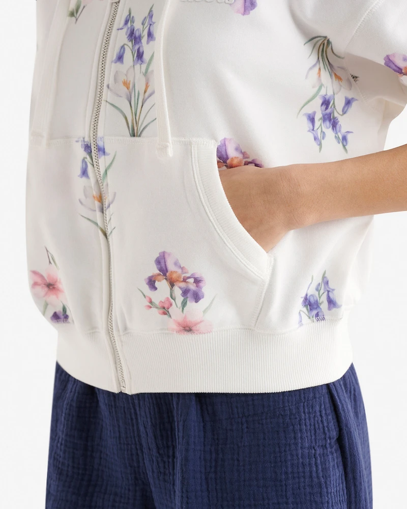 Chandail à capuchon et glissière motif floral Cooper
