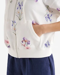 Chandail à capuchon et glissière motif floral Cooper