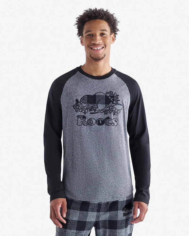 T-shirt à carreaux et manches longues raglan Cooper pour hommes