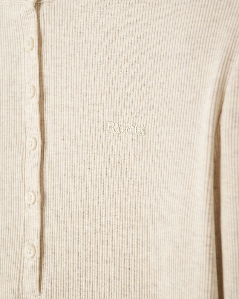 Chandail henley ajusté à manches longues en tissu côtelé Roam