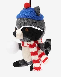 Snowball Fight Raccoon Ornament