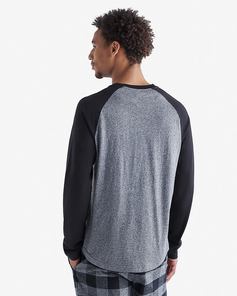 T-shirt à carreaux et manches longues raglan Cooper pour hommes