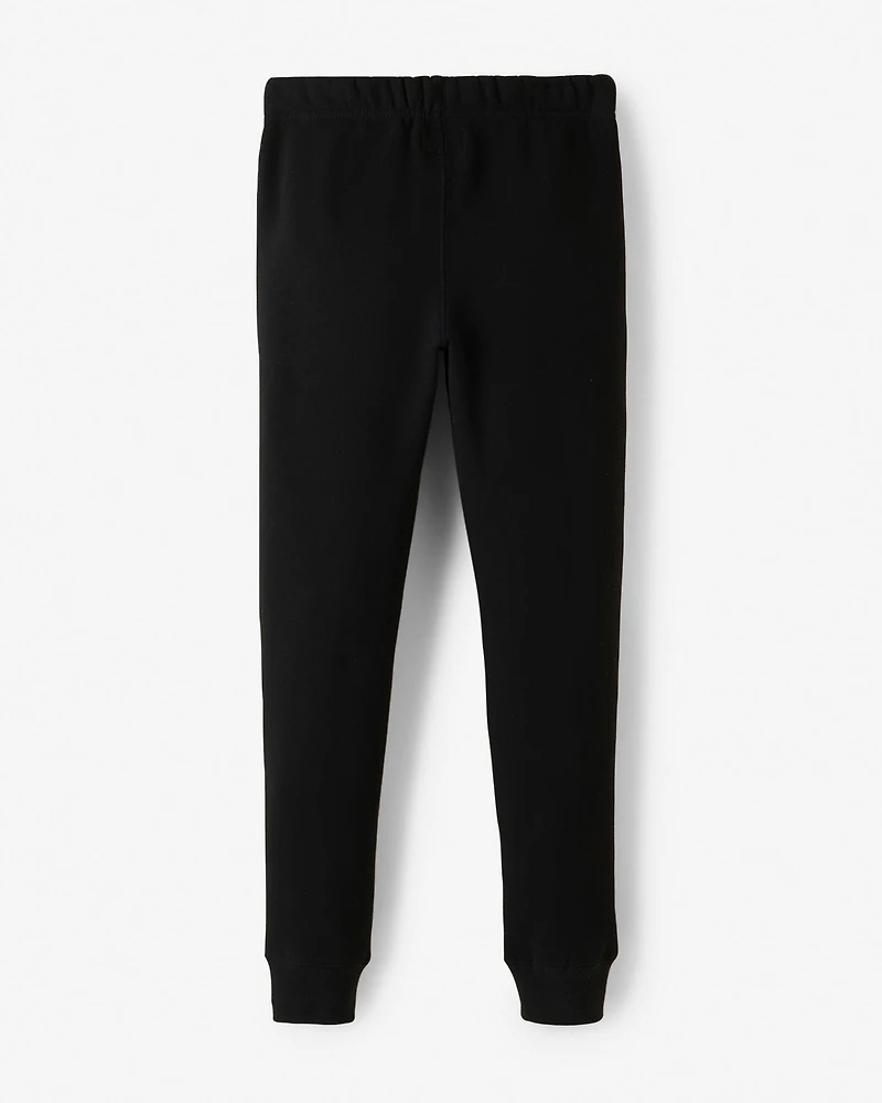 Pantalon ajusté à cheville côtelée en molleton de coton bio pour fille