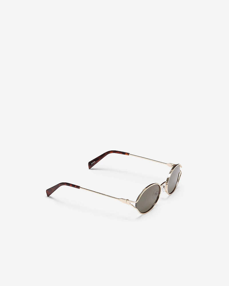 Womens Metal Slim Oval Sunglasses