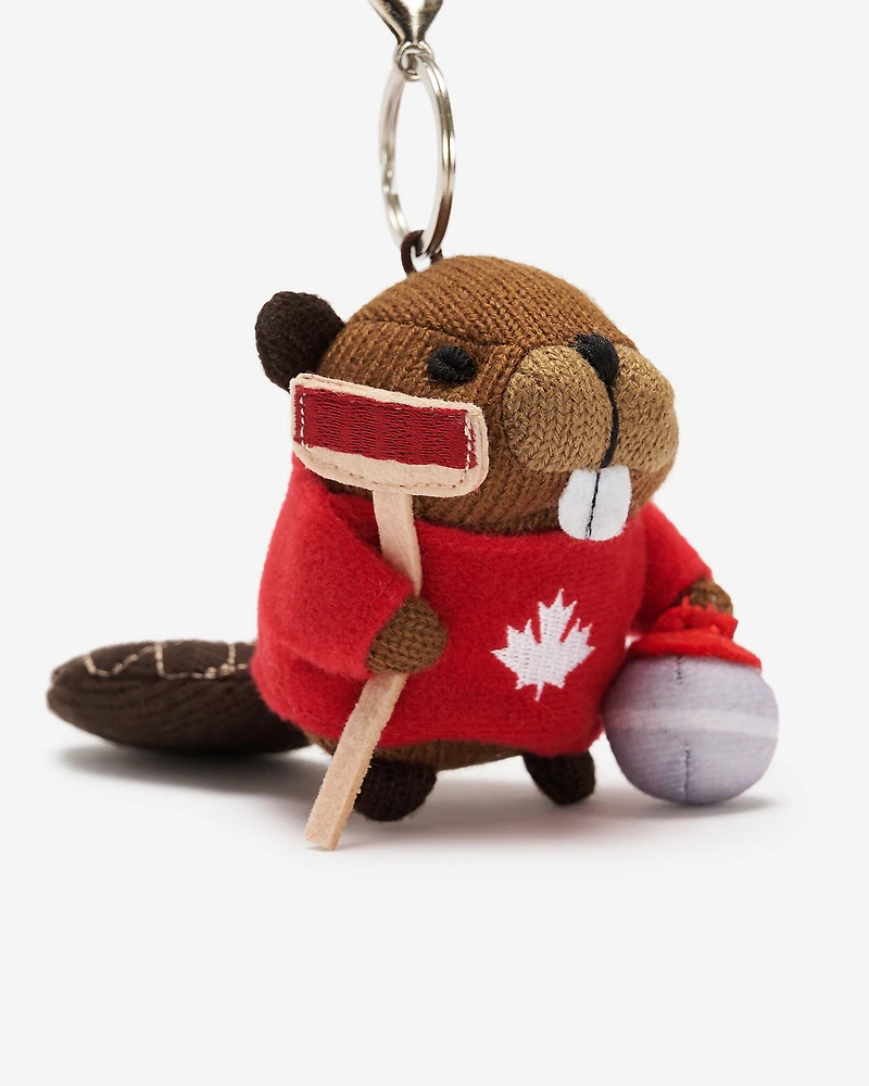 Porte-clés Castor joueur de curling