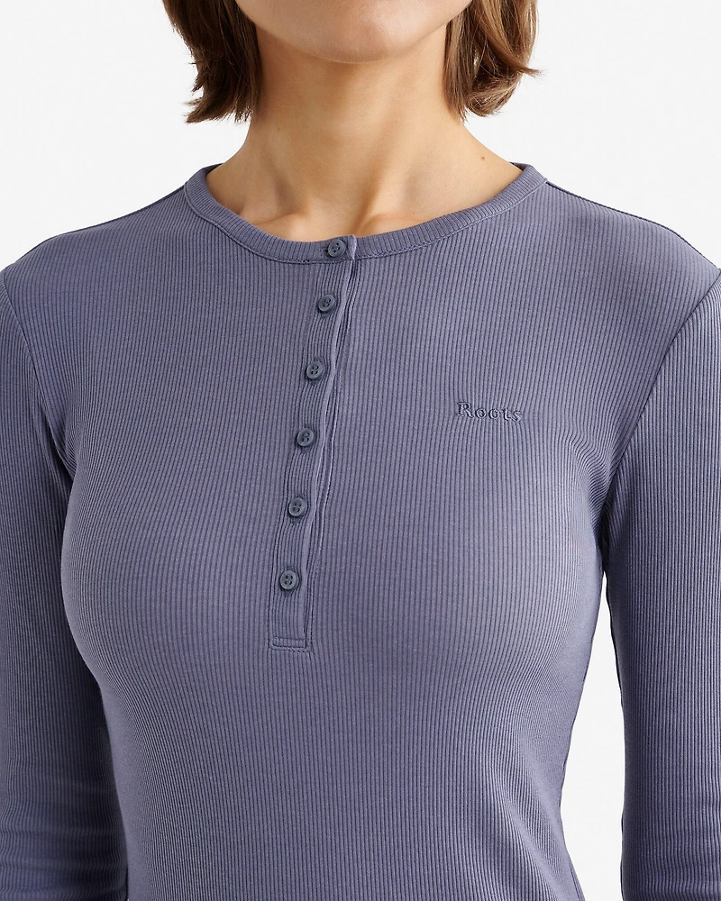 Chandail henley ajusté à manches longues en tissu côtelé Roam